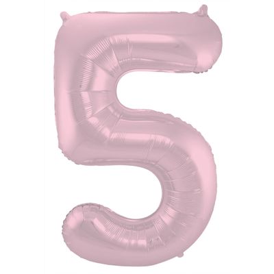 Folieballon Pastel Roze Metallic Mat Cijfer 5 - 86 cm