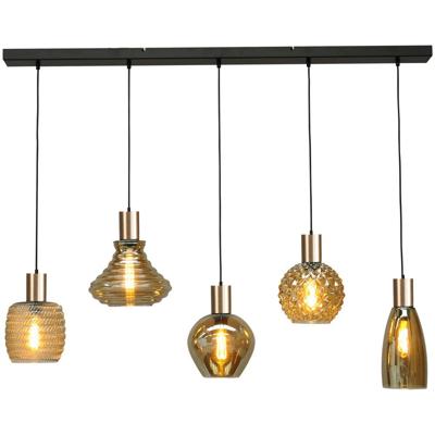 Masterlight Hanglamp zwart met goudBounty Curiosa 5-lichts - 2471-05-02-130-5-05