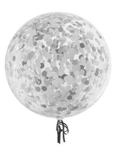 Bubbel ballon met zilveren confetti