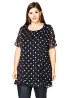 Yoek Blouse overslag DOTS | Blauw | Maat 58/60