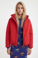 Kort gewatteerd jack met capuchon - RED - M
