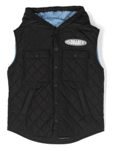 DSQUARED2 KIDS gilet matelassé à patch logo - Noir