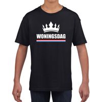 Koningsdag t-shirt Woningsdag zwart voor kinderen - thumbnail