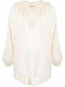 KHAITE blouse à col volanté - Tons neutres