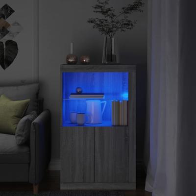 Bijzetkast met LED bewerkt hout grijs sonoma eikenkleurig
