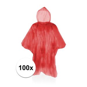 100x Wegwerp regenponcho rood