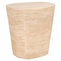 Richmond Bijzettafel Fictus Faux Travertine, 49 x 43cm - Beige - Organisch