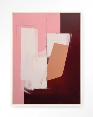 Urban Cotton Wandkleed 'Red Fields' 110 x 145cm in Floating Frame - off white