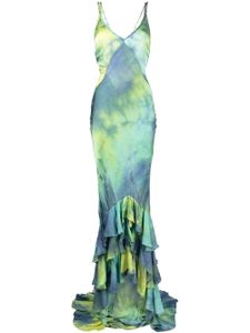 Roberto Cavalli robe longue à imprimé tie dye - Vert