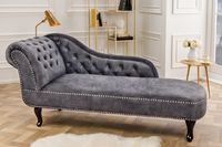 Design reclamaire CHESTERFIELD 170cm grijs gestructureerde fluwelen knoopstiksel met klinknagels - 41253