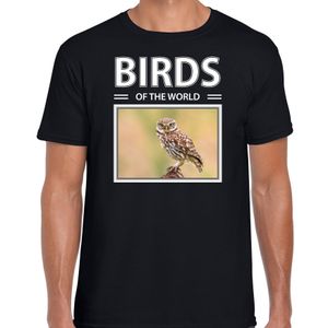 Steenuilen t-shirt met dieren foto birds of the world zwart voor heren