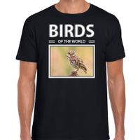 Steenuilen t-shirt met dieren foto birds of the world zwart voor heren