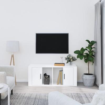 Tv-meubel 100x35x40 cm bewerkt hout hoogglans wit