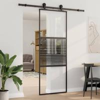 Schuifdeur Zwart 76 x 205 cm Verstevigd glas, Aluminium