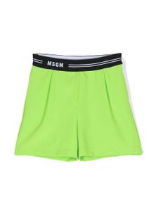 MSGM Kids short de sport à bande logo - Vert