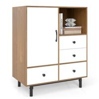 Buffet-Sideboard Middeleeuwen Moderne Opbergkast met 4 Lades en Open vak Natuur