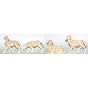 Schapen beeldjes - 4x st - 10 x 10 cm - polystone - dierenbeeldjes - kerststal