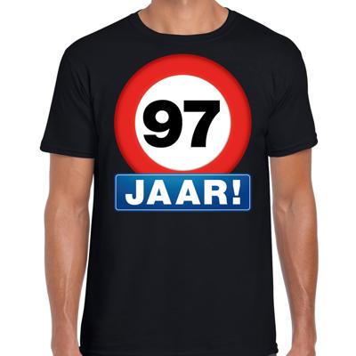 97 jaar geworden - Stopbord - verjaardag t-shirt - zwart - heren - Happy Birthday - kleding
