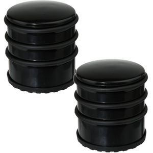 2x Stuks ronde deurstopper zwart 7 x 7,5 cm van metaal