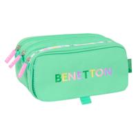 Pennenetui met 3 vakken Benetton Mint Groen 21,5 x 10 x 8 cm