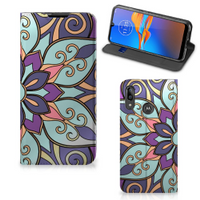 Motorola Moto E6 Plus Smart Cover Purple Flower - thumbnail