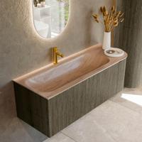 Badmeubel Mondiaz Kurve-Dlux | 125 cm | Meubelkleur Shadow | Wastafelkleur Saba | Solid surface | Wasbak linker zijde spoelbak | 1 kraangat