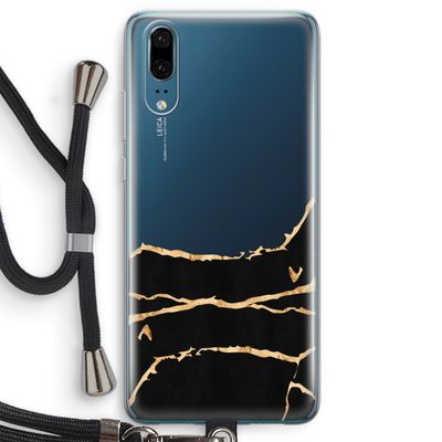 Gouden marmer: Huawei P20 Transparant Hoesje met koord