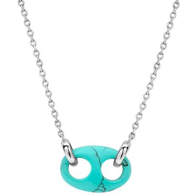 TI SENTO-Milano 3987TQ Ketting Koffiebooncharm zilver turquoise 38-48 cm