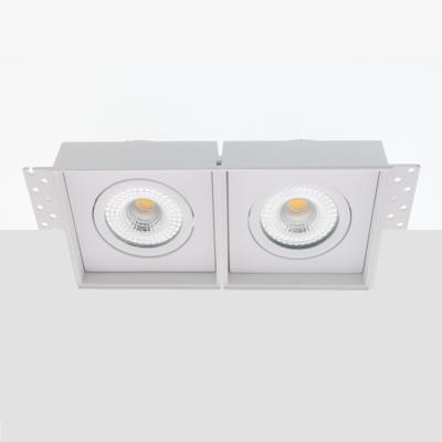 Bella Ondiepe LED inbouw 40mm trimless spot kantelbaar 5Watt vierkant dubbel WIT IP65 dimbaar - interne driver