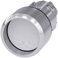 Siemens 3SU10500CB600AA0 3SU1050-0CB60-0AA0 Druktoets Metalen frontring, Hoogglans, Rond Knop Zilver, Wit 1 stuk(s)