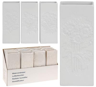 Waterverdamper wit 20x8x3cm bloemrelief