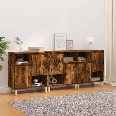 Dressoirs 3 st 60x35x70 cm bewerkt hout gerookt eikenkleurig