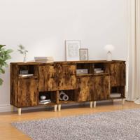 Dressoirs 3 st 60x35x70 cm bewerkt hout gerookt eikenkleurig