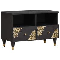 TV-kast met lade Zwart 70 x 33 x 46 cm Massief Mango Hout