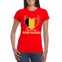 Rood Belgie duivels hart shirt dames - thumbnail