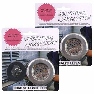 Haushaltshelden Gootsteen set incl gootsteenfilter en afvoerstop - 2x - RVS - Keukenzeefjes