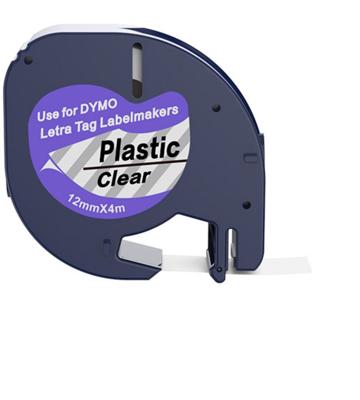 Huismerk Label Tape voor Dymo 12267 - Zwart op Transparant | 12mm x 4m | S0721530 - 1 stuk