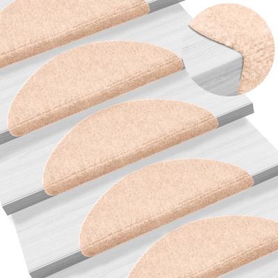 VidaXL Trapmatten zelfklevend 15 stuks 56x17x3 cm crème halfrond