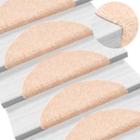 VidaXL Trapmatten zelfklevend 15 stuks 56x17x3 cm crème halfrond