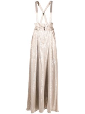 Brunello Cucinelli pantalon orné de sequins à taille haute - Tons neutres