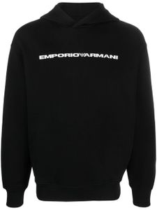 Emporio Armani hoodie en coton à logo imprimé - Noir