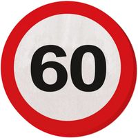 60x Zestig/60 jaar feest servetten verkeersbord 33 cm rond verjaardag/jubileum   - - thumbnail