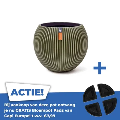 Vaas bol groove d10h9cm groen