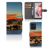 Xiaomi Redmi Note 12 4G | Telefoonhoesje | Met pasjeshouder | Olifanten