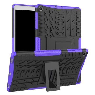 Tire Texture TPU + PC schokbestendig Case voor Galaxy tab A 10 1 2019 T510/T515 met houder (paars)