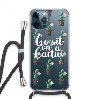 Cactus quote: iPhone 13 Pro Max Transparant Hoesje met koord