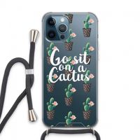 Cactus quote: iPhone 13 Pro Max Transparant Hoesje met koord