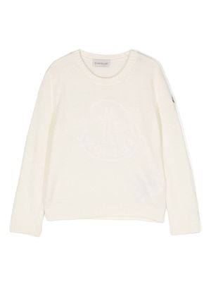 Moncler Enfant pull en laine à patch logo - Blanc