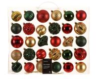 Mix kunststof d7 cm ass 30st kerst - Decoris