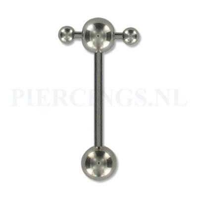 Tongpiercing met extra barbell